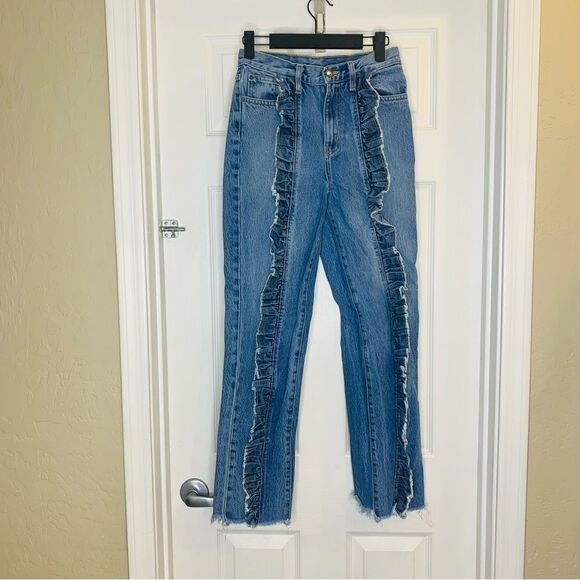 CARMAR straight high rise jeans ruffle detailed ursula size 25 - Picture 2 of 10